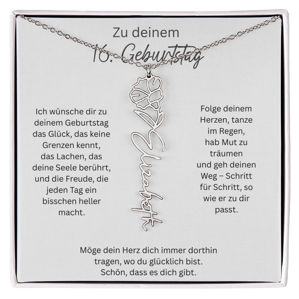 Geburtsblumen Namenskette zum 16 Geburtstag personalisiert Name Kette Gravur Geschenk
