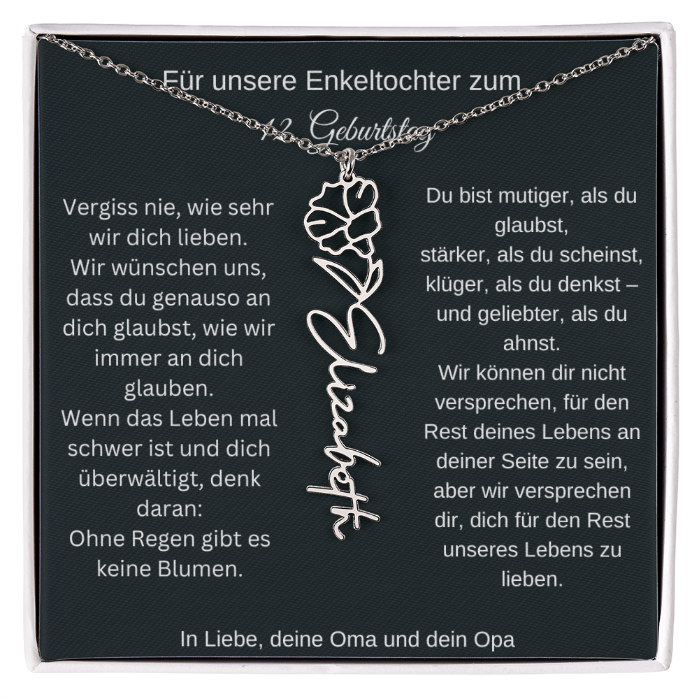 12. Geburtstag Blumen Namenskette