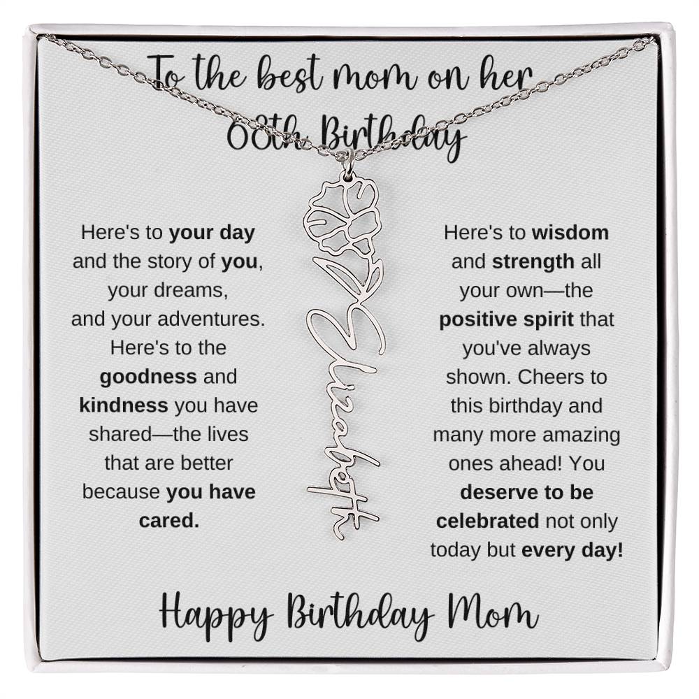 To The Best Mom - Happy 68th Birthday | Flower Name Necklace