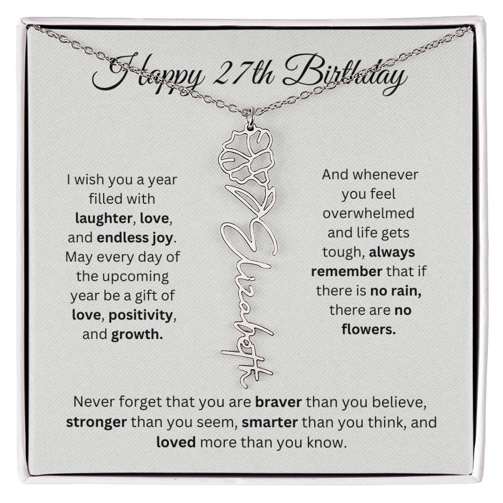 Happy 27th Birthday - Flower Name Necklace