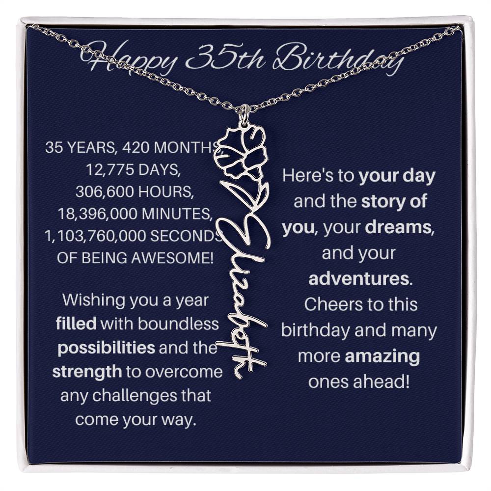 35th Birthday Birth Flower Necklace