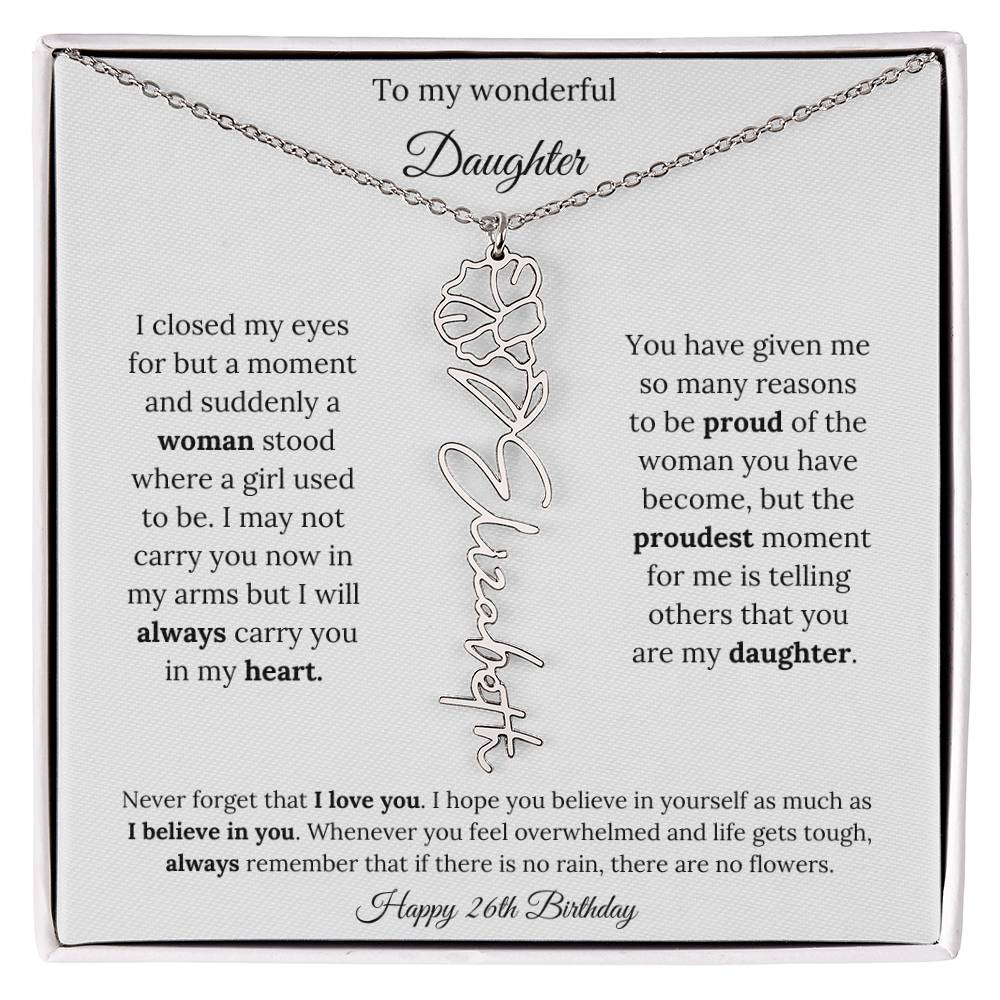 Happy 26th Birthday | Never Forget That I Love You | Flower Name Necklace