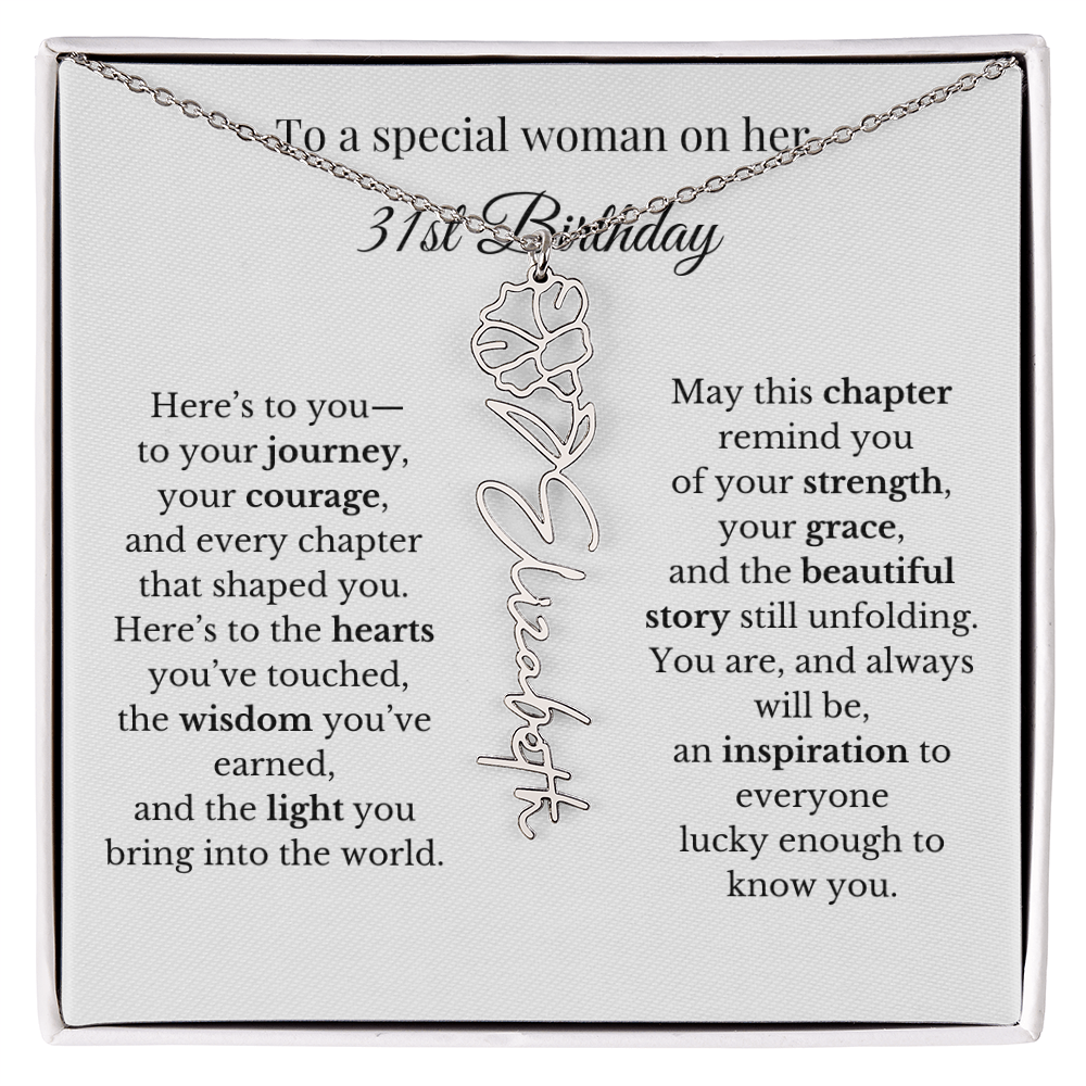 31st Birthday Gift for Her Birth Flower Name Necklace