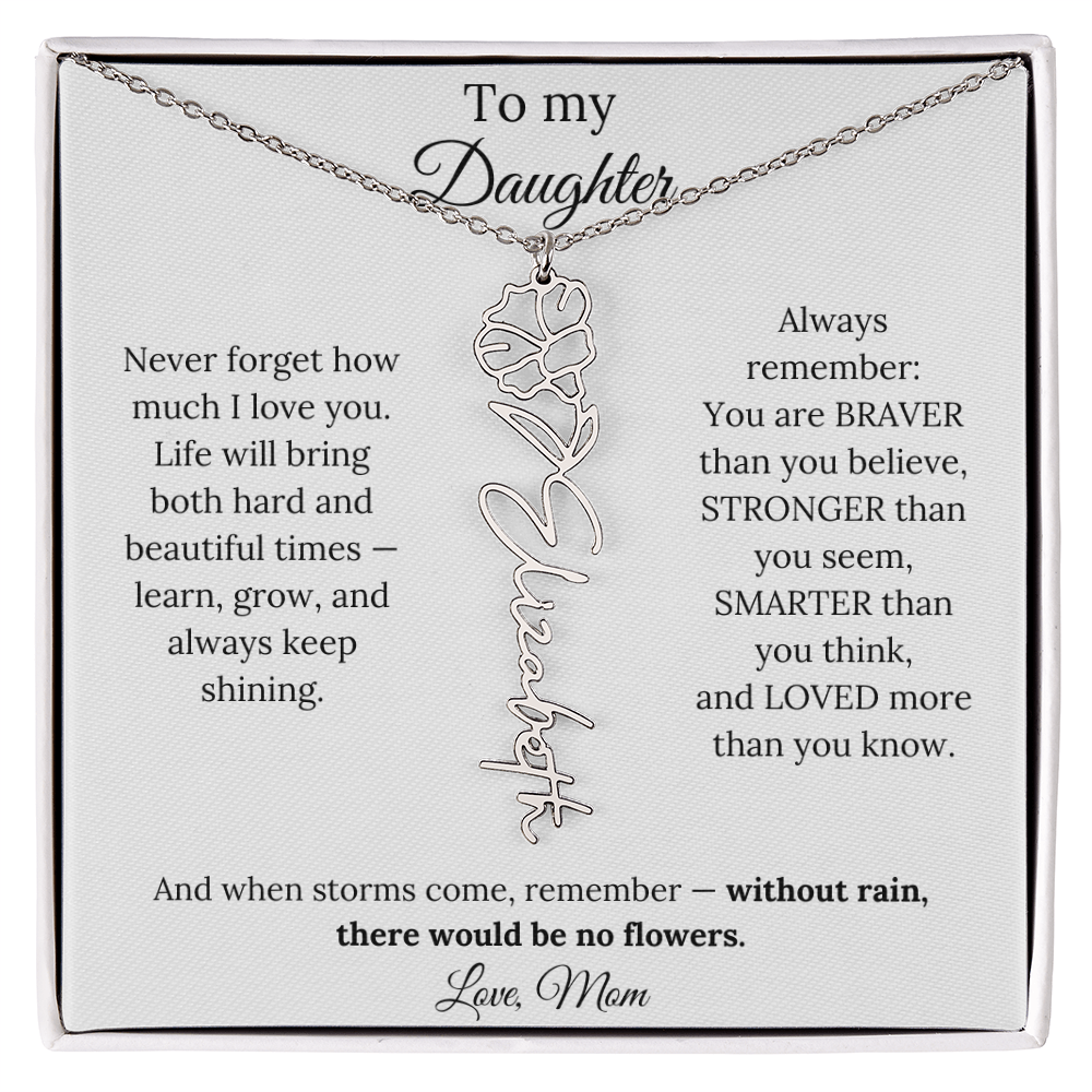 Personalized Jewelry Gift To My Daughter Birth Flower Name Necklace From Mom