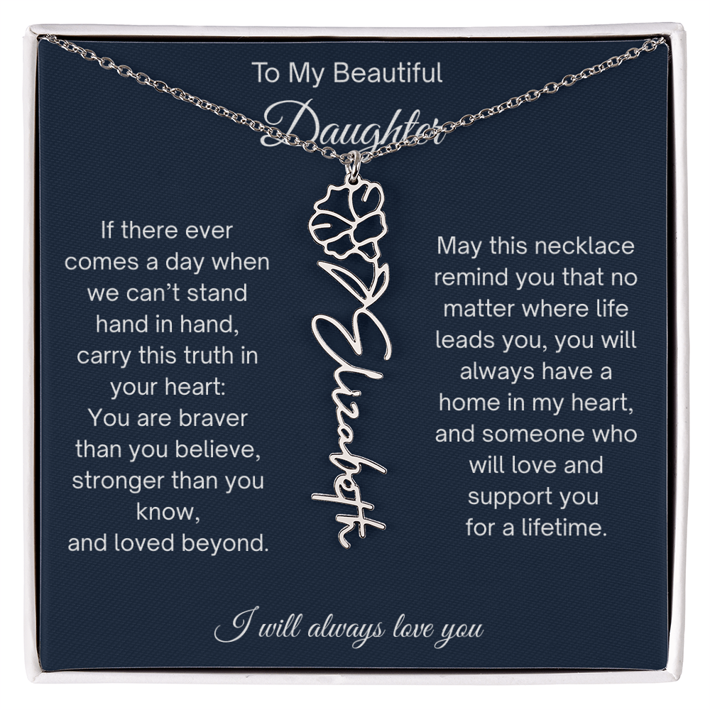 Daughter Gift Personalized Birth Flower Name Necklace