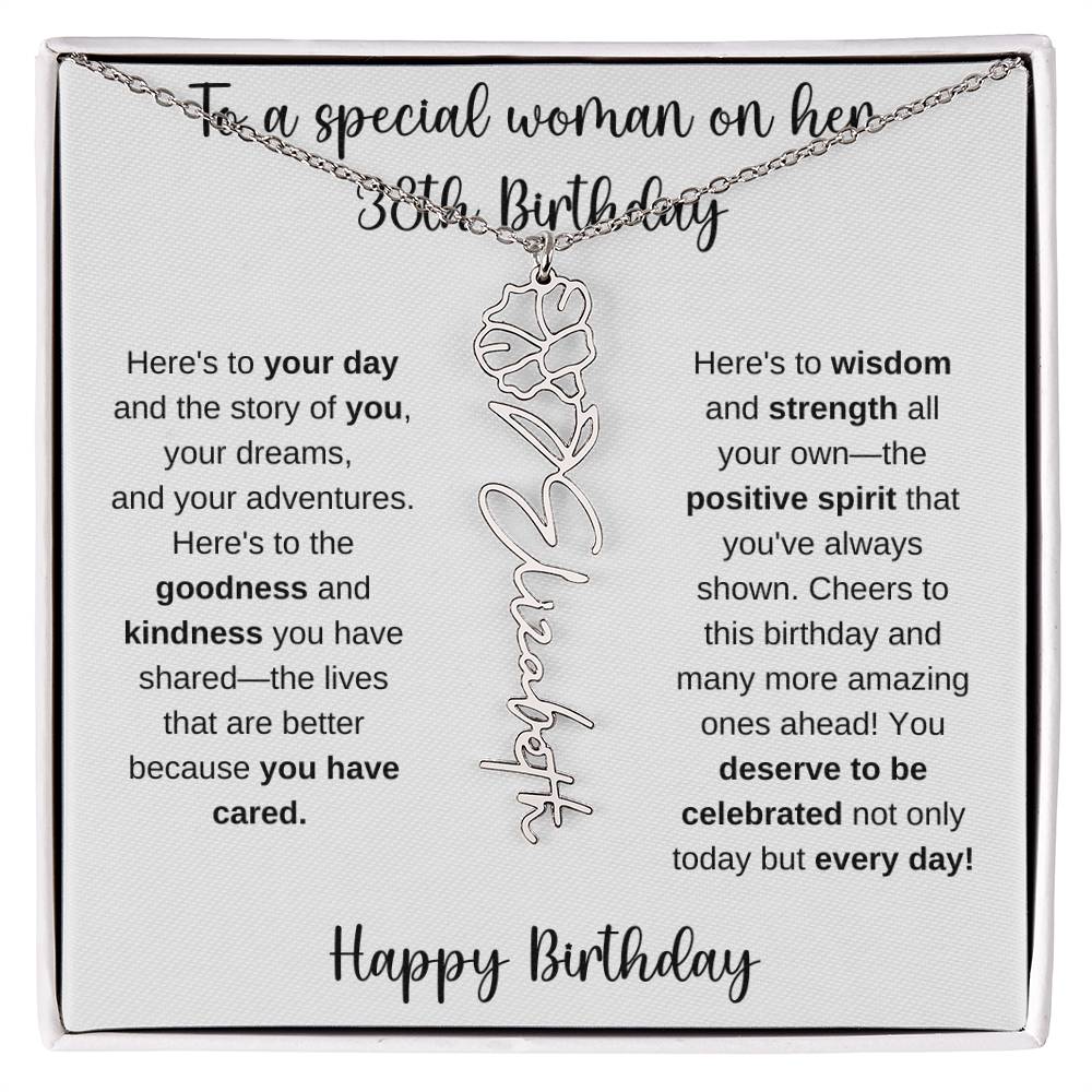 38th Birthday - Flower Name Necklace