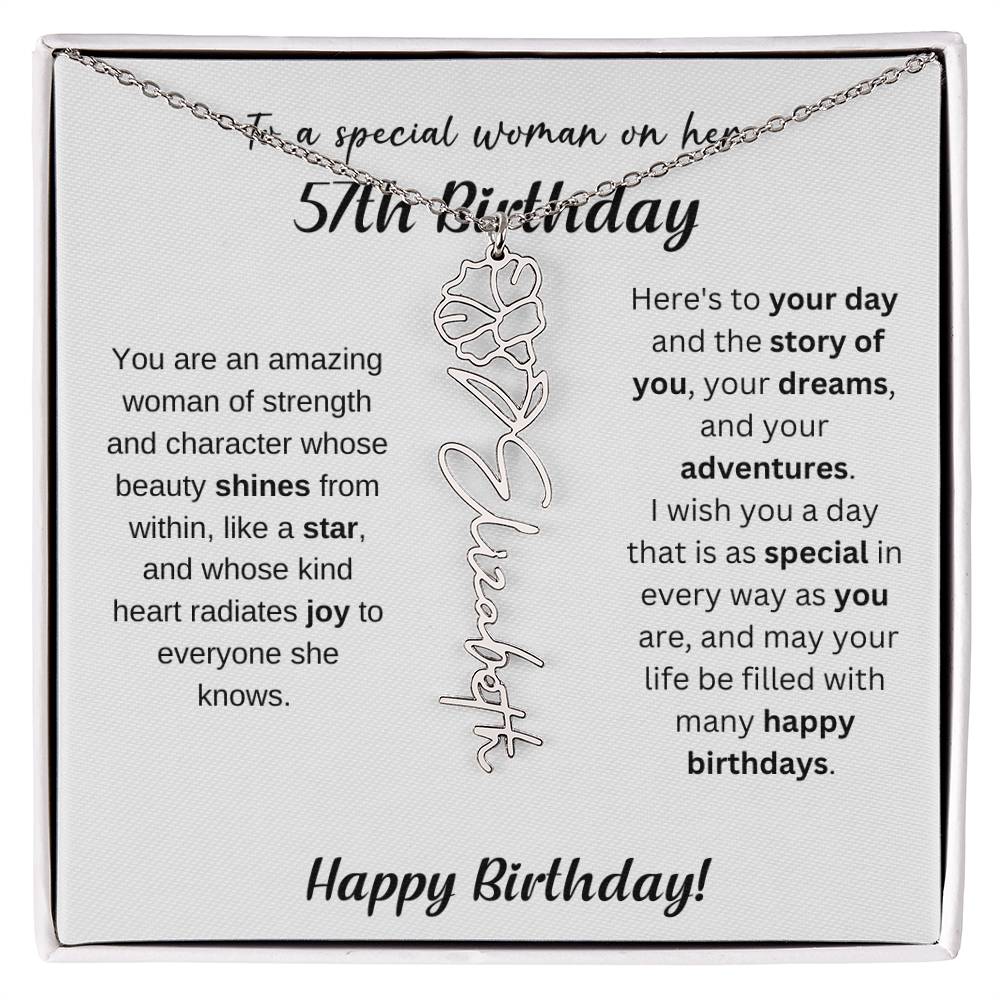 57th Birthday Gift Birthflower Necklace