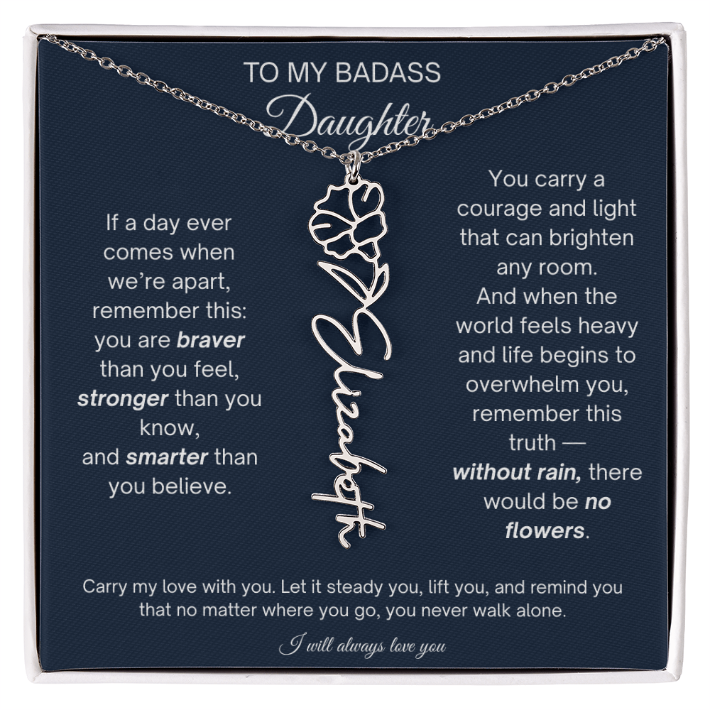 Daughter Encouragement Gift - Personalized Flower Name Necklace