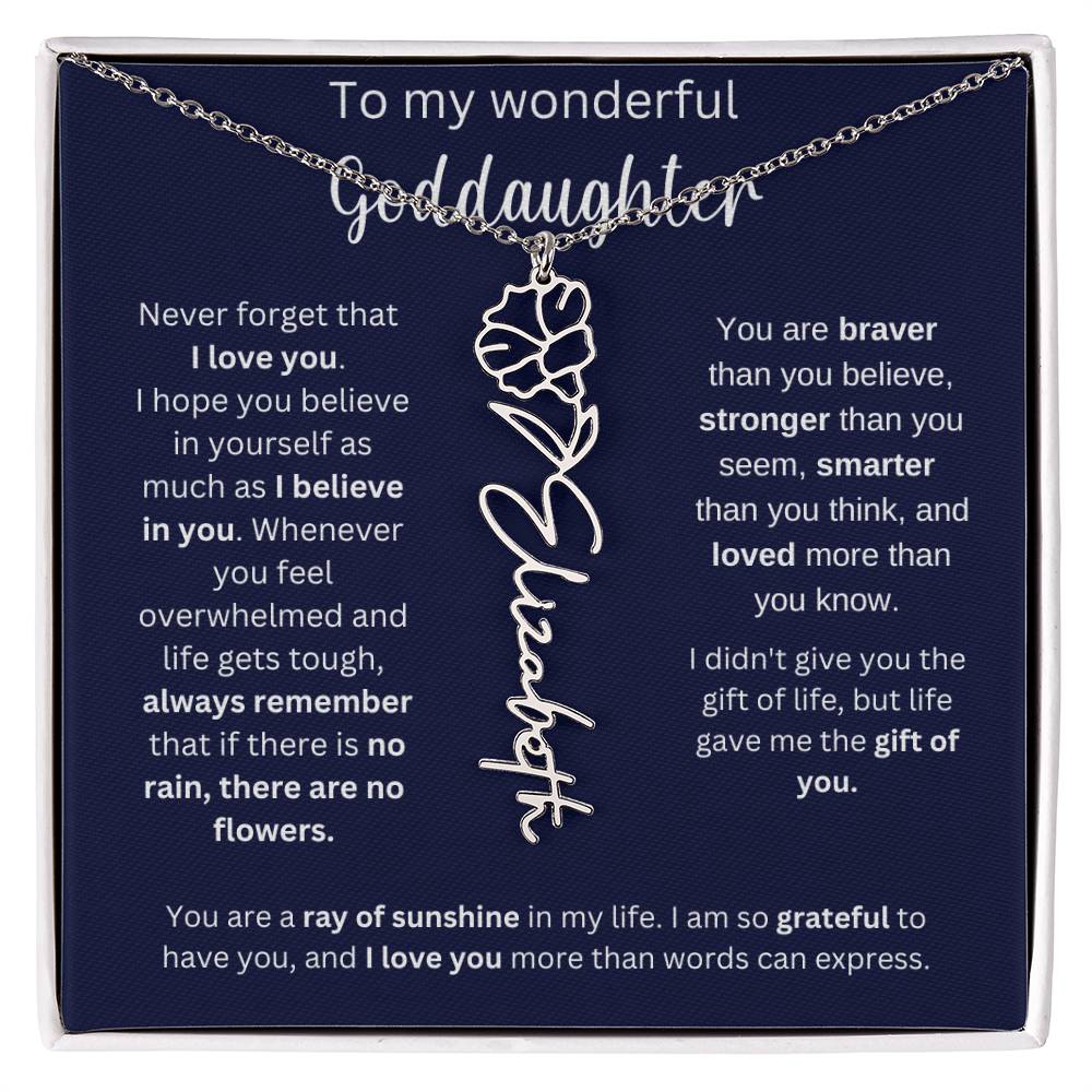 To My Wonderful Goddaughter | You Are Ray Of Sunshine | Flower Name Necklace