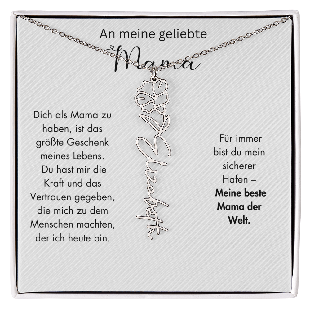 Personalisierte Namenskette mit Geburtsblume für Mama