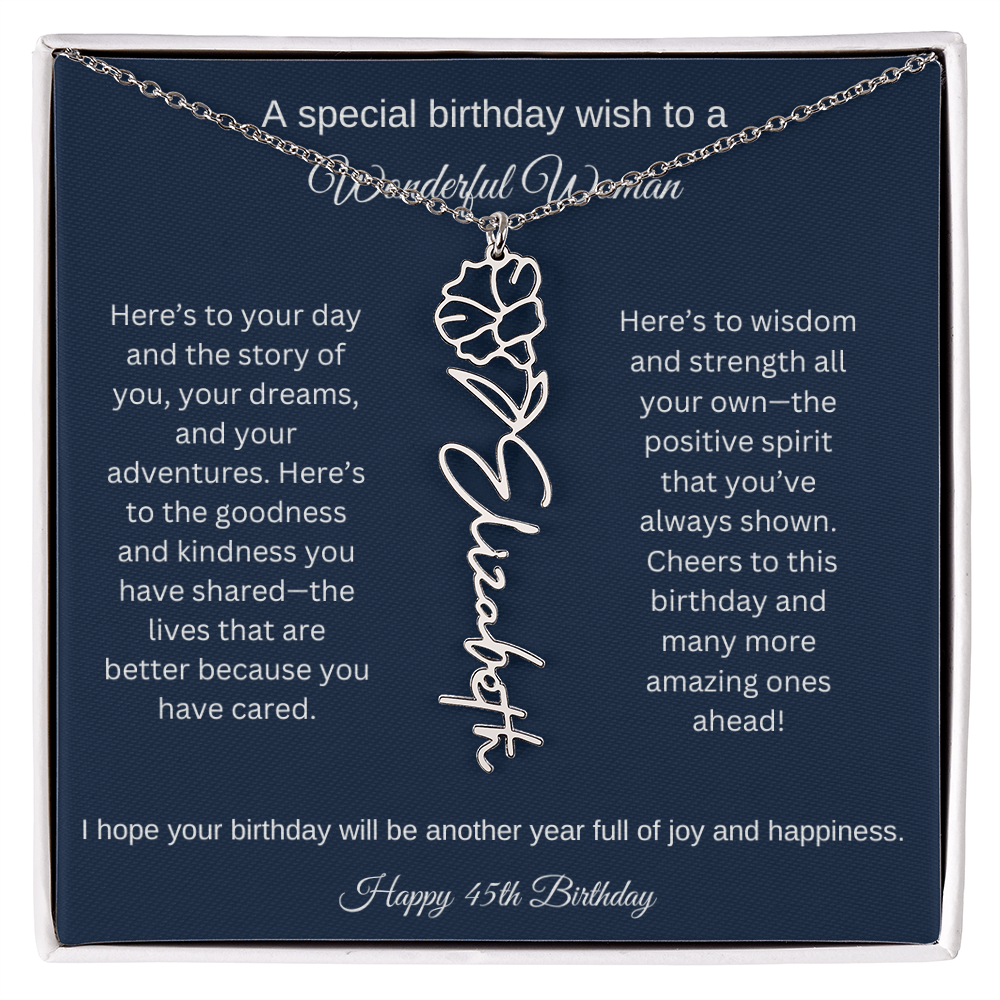 45th Birthday Gift Idea - Flower Name Necklace
