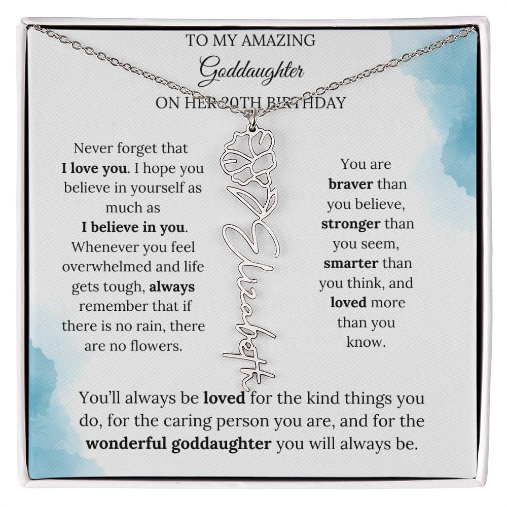Birth Month Flower Name Necklace for My Goddaughter's 20th Birthday