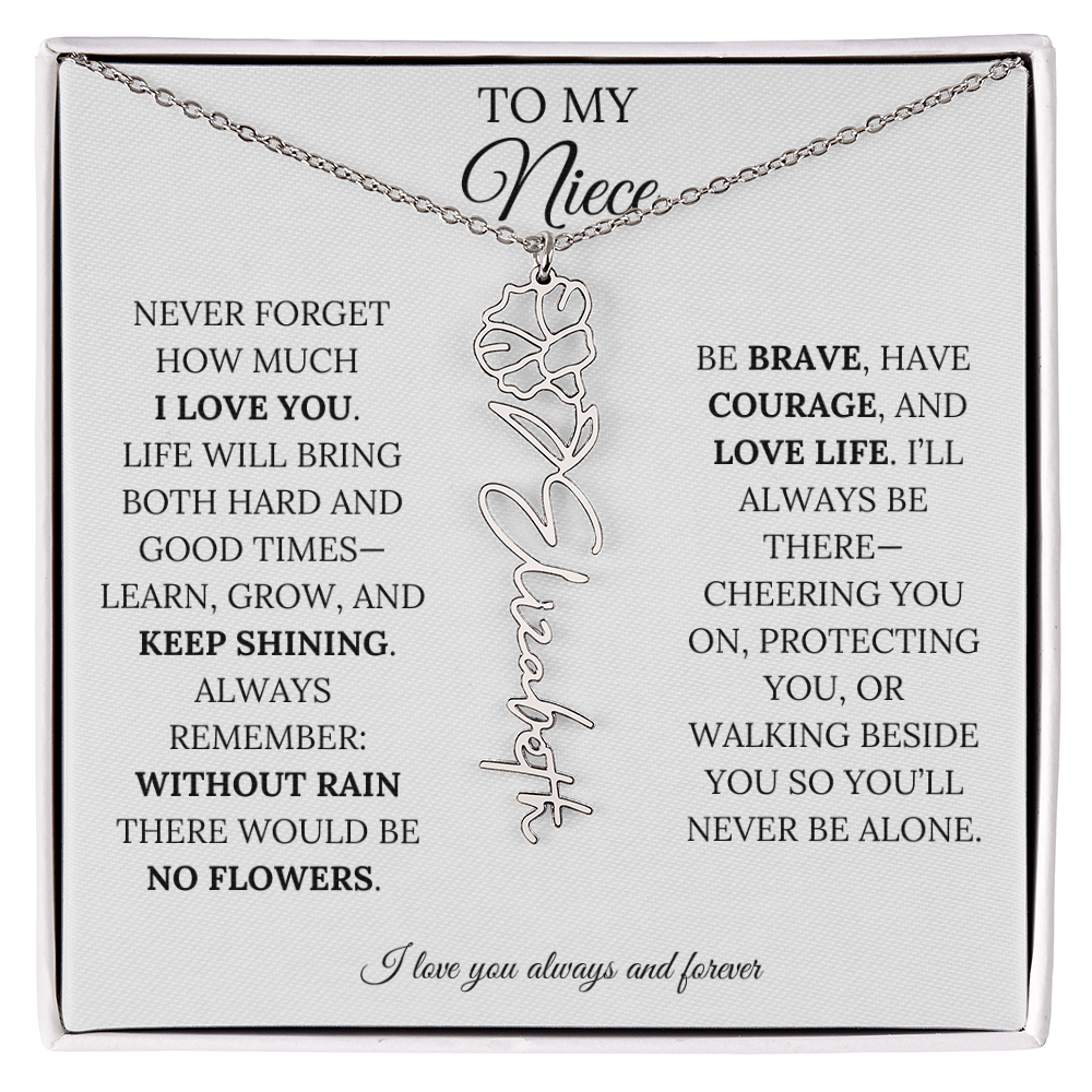To My Niece | Keep Shining | Flower Name Necklace