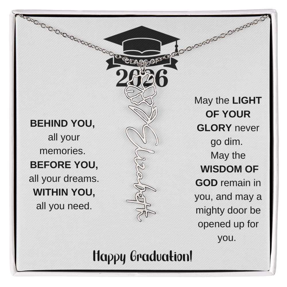 Class Of 2026 Personalized Graduation Gift Birth Month Flower Necklace