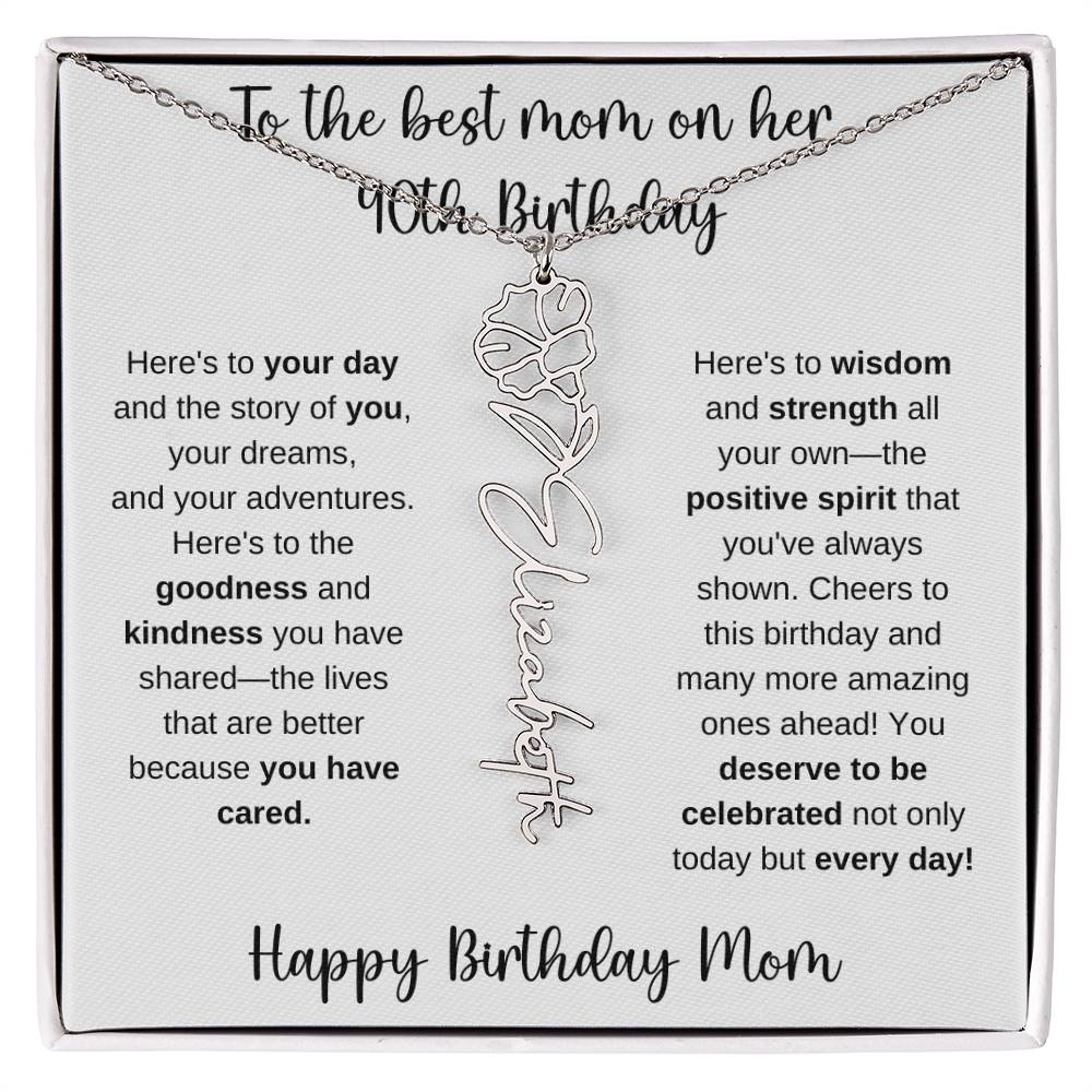 To The Best Mom - Happy 40th Birthday | Flower Name Necklace