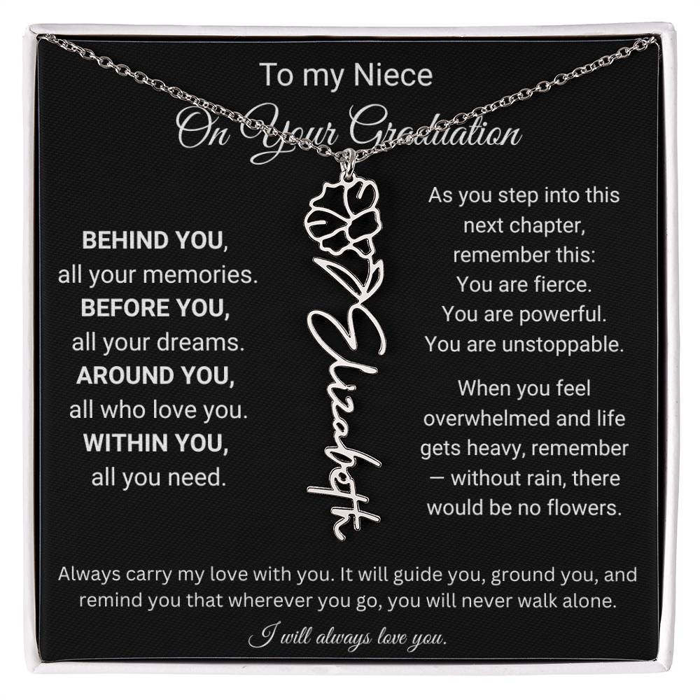To My Niece On Your Graduation | Flower Name Necklace