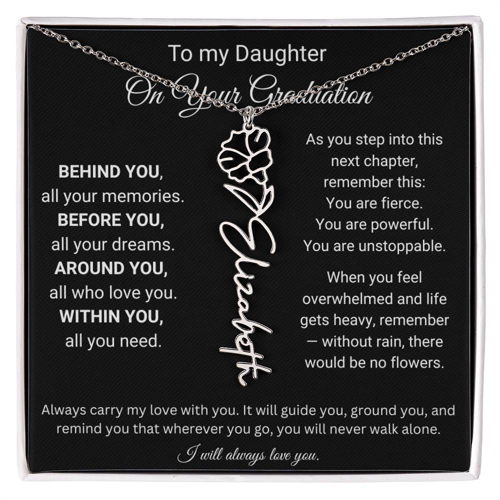 To My Daughter On Your Graduation | Carry My Love | Flower Name Necklace