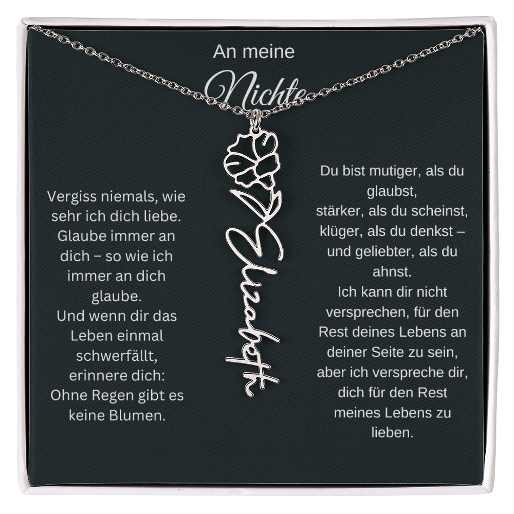 An meine Nichte Geburtsblume Namenskette mit Gravur Geschenk Geburtstag Weihnachten