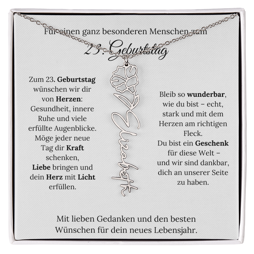 Personalisiertes 23. Geburtstagsgeschenk mit Geburtsblume