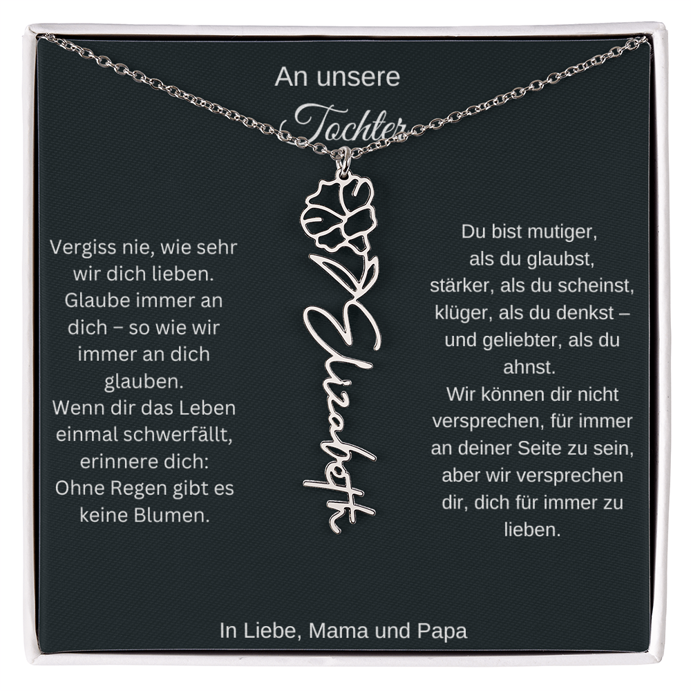 Geburtsblume Namenskette Tochter personalisierte Gravur Kette Geschenk