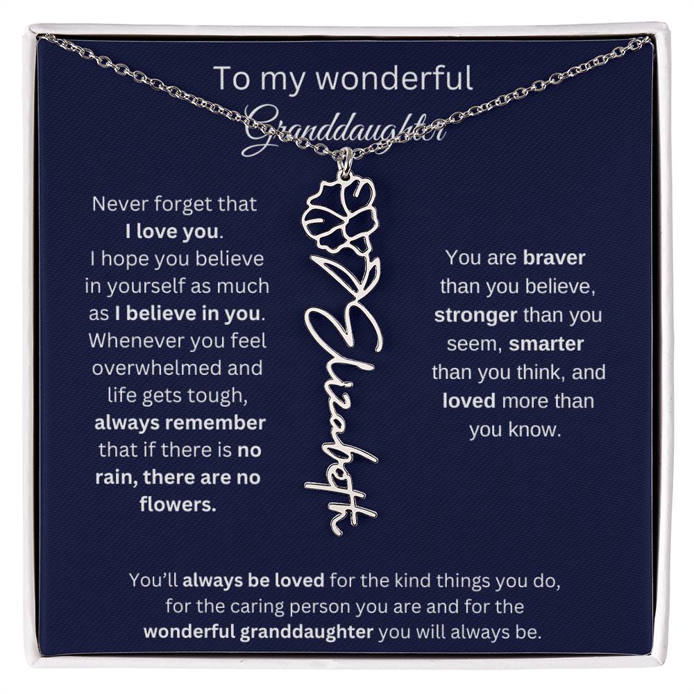 To My Wonderful Granddaughter  Personalized Birth Month Flower Necklace 1