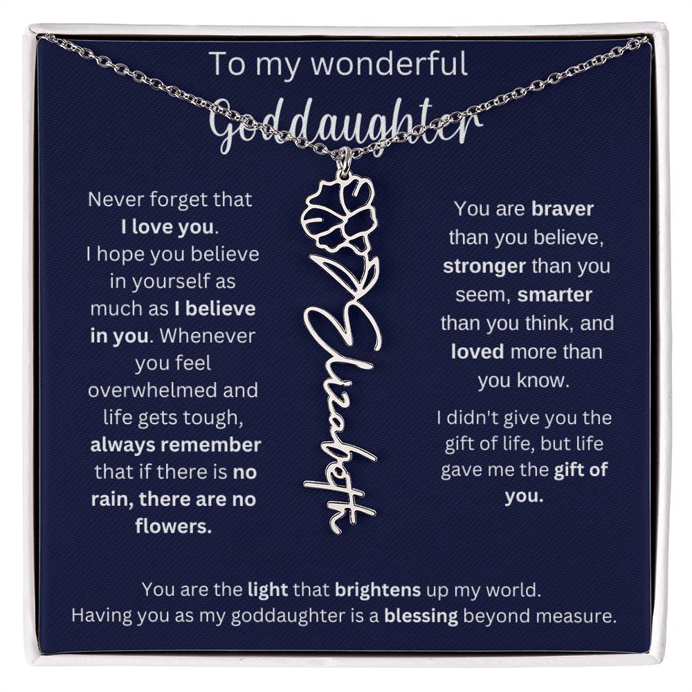 To My Wonderful Goddaughter | I Believe In You | Flower Name Necklace