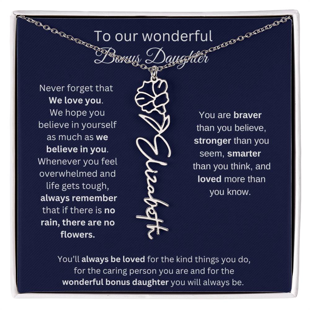 To Our Wonderful Bonus Daughter Personalized Birth Month Flower Necklace 1