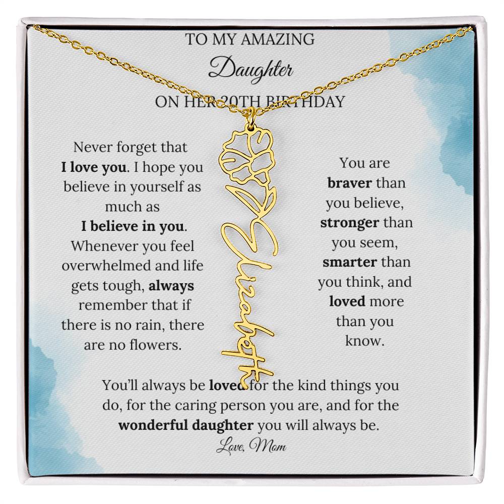 Birth Month Flower Name Necklace for My Daughter's 20th Birthday