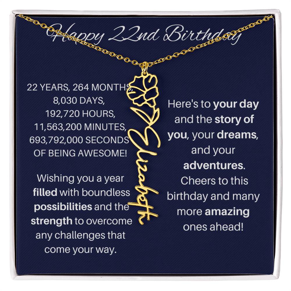 22nd Birthday Birth Flower Necklace