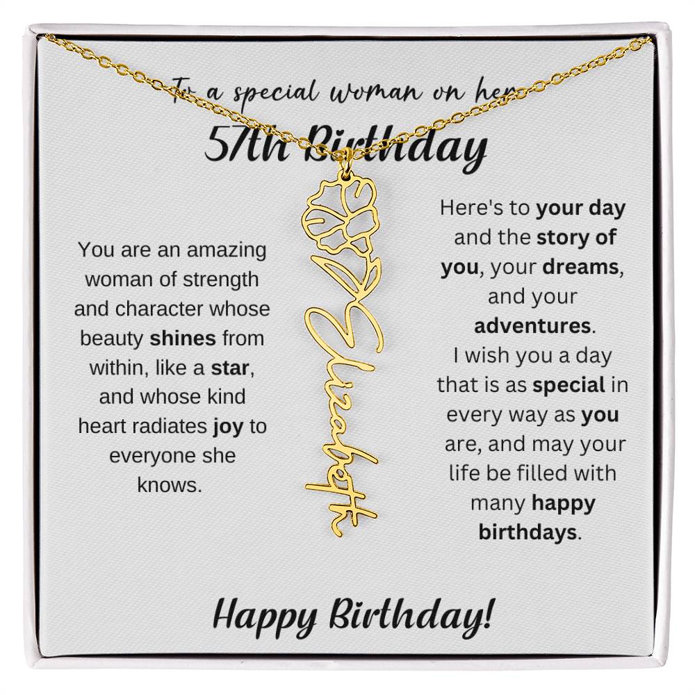 57th Birthday Gift Birthflower Necklace