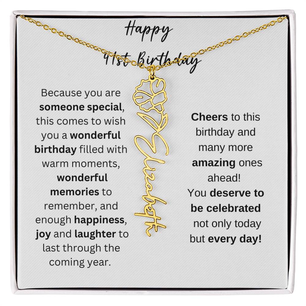 Happy 41st Birthday - Flower Name Necklace