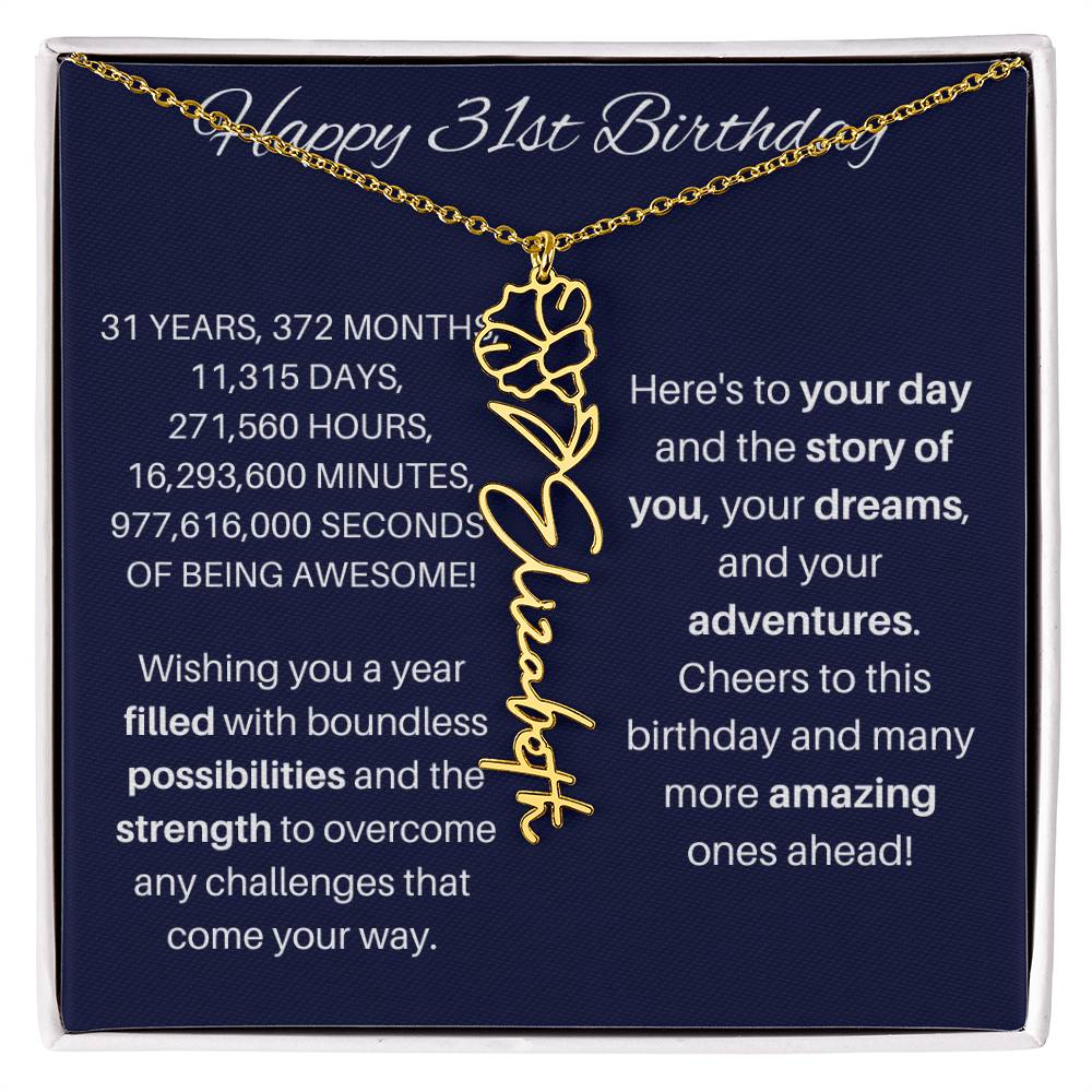31st Birthday Birth Flower Necklace