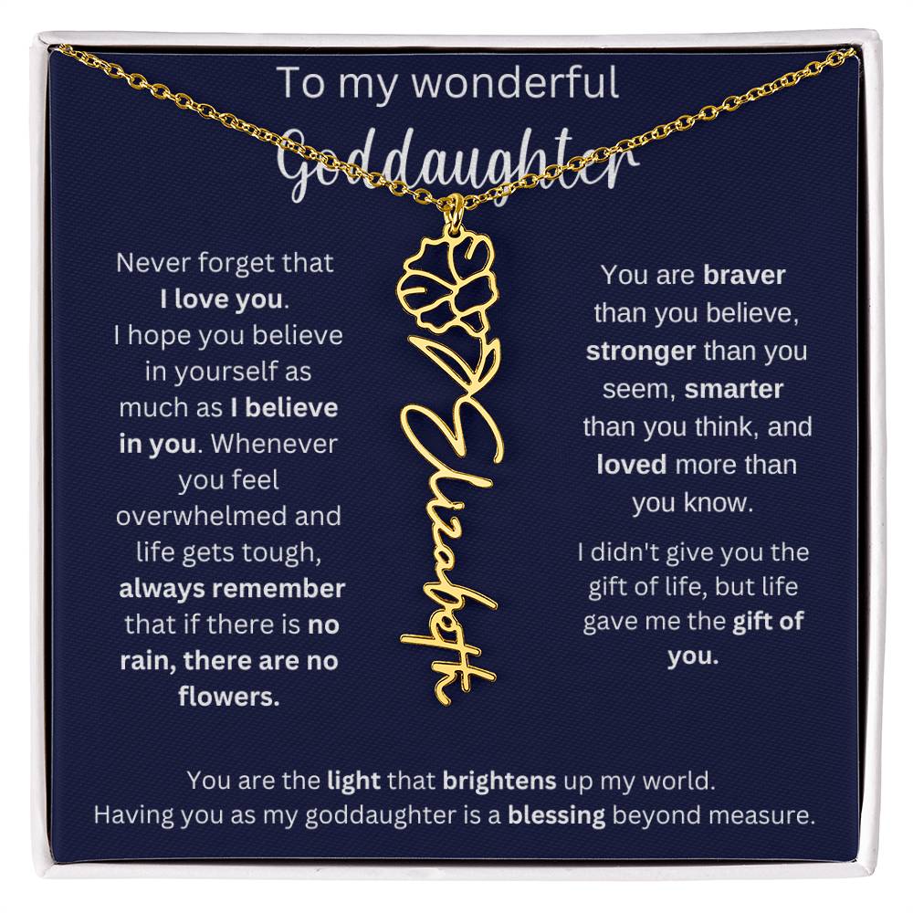 To My Wonderful Goddaughter | I Believe In You | Flower Name Necklace