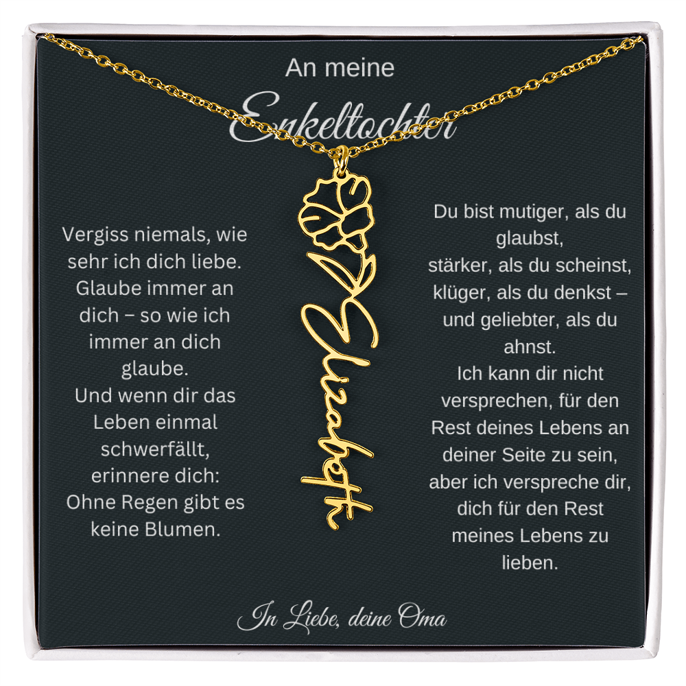 An meine Enkeltochter Geburtsblume Namenskette personalisierte Gravur Schmuck Geschenk