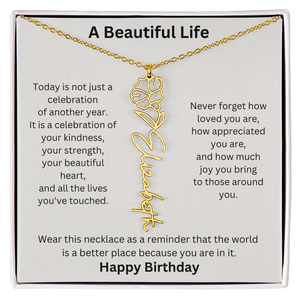Personalized Birth Flower Name Necklace Birthday Gift for Her