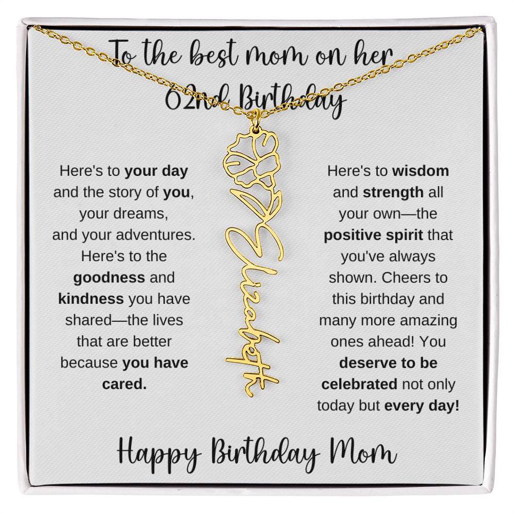 To The Best Mom - Happy 62nd Birthday | Flower Name Necklace