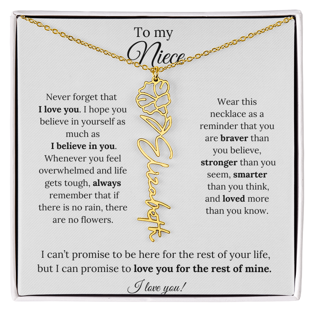 To My  Niece Birthmonth Flower Necklace 3