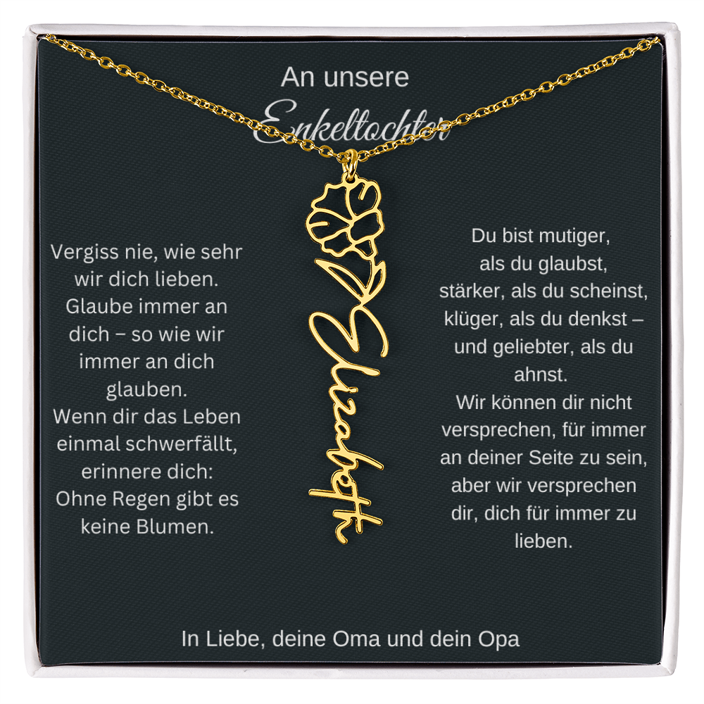 Geburtsblumen Namenskette Enkeltochter