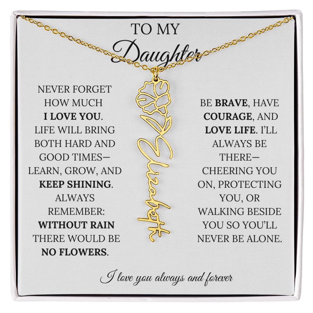 Personalized Birth Flower Name Necklace for Daughter