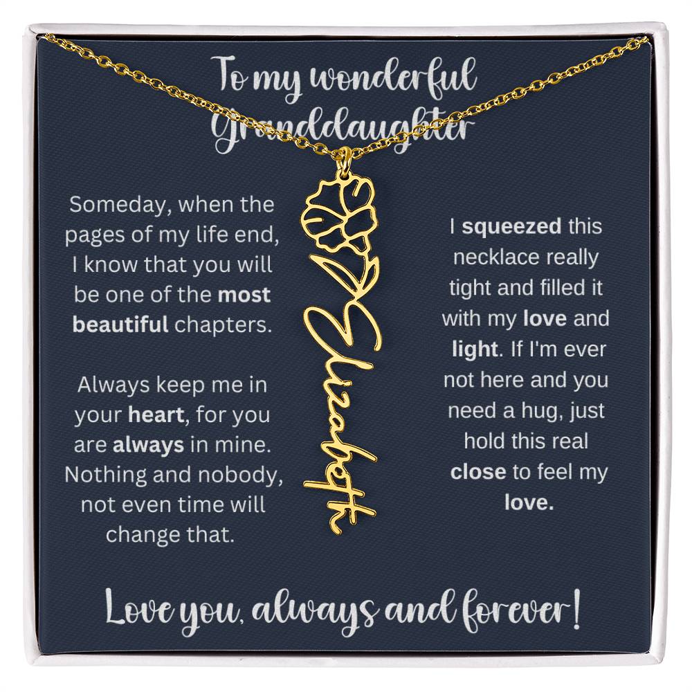 To My Wonderful Daughter Always Keep Me In Your Heart | Flower Name Necklace