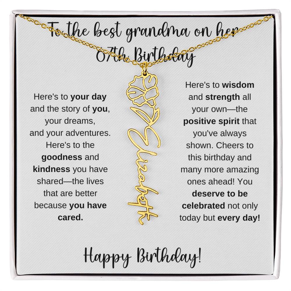To The Best Grandma - Happy 67th Birthday | Flower Name Necklace