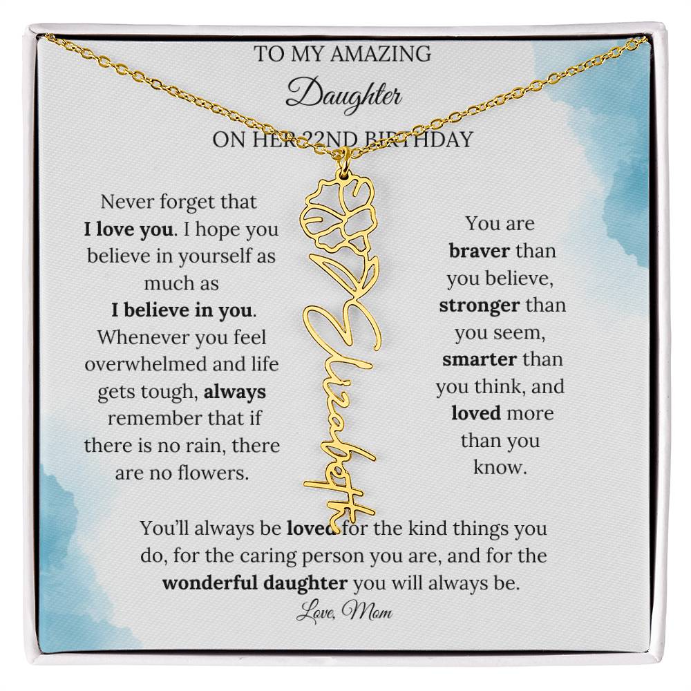 Birth Month Flower Name Necklace for My Daughter's 22nd Birthday
