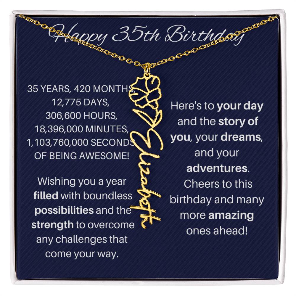 35th Birthday Birth Flower Necklace