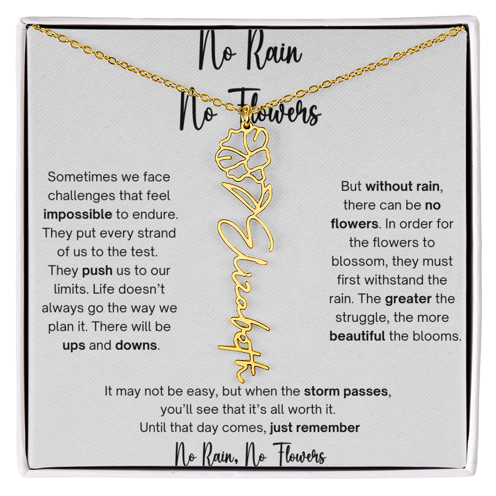 No Rain No Flowers 1 - Flower Name Necklace