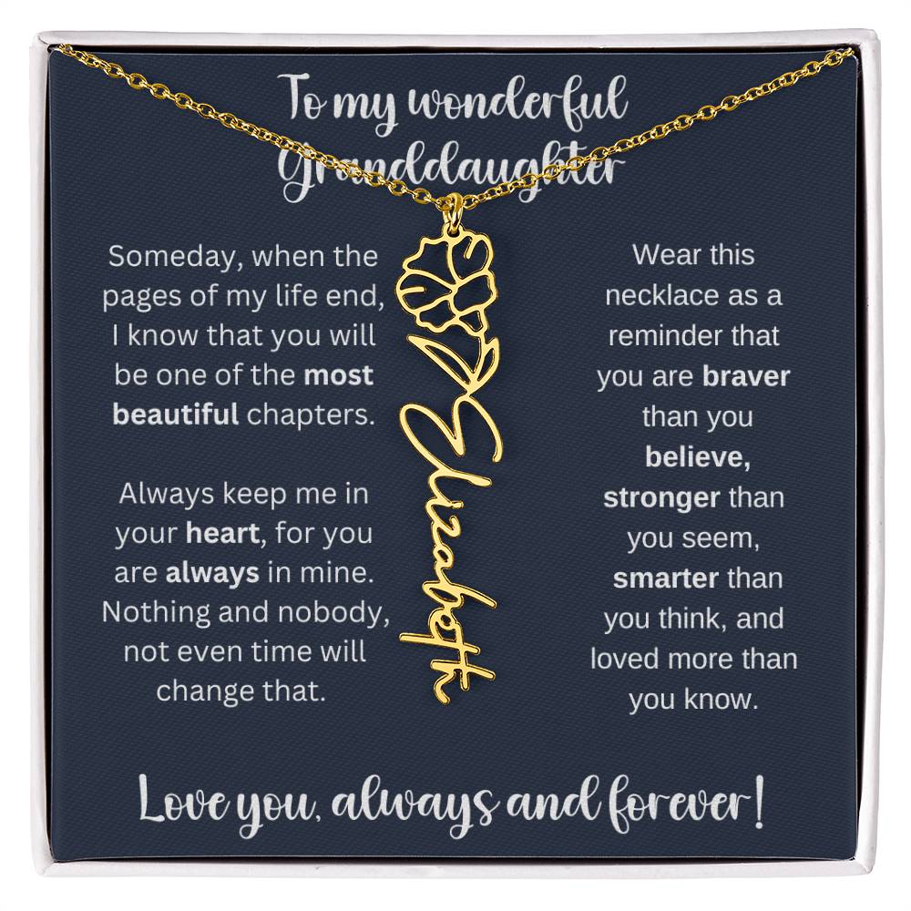 Granddaughter Birth Month Flower Necklace