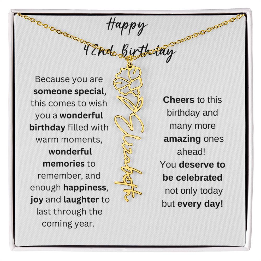 Happy 42nd Birthday - Flower Name Necklace