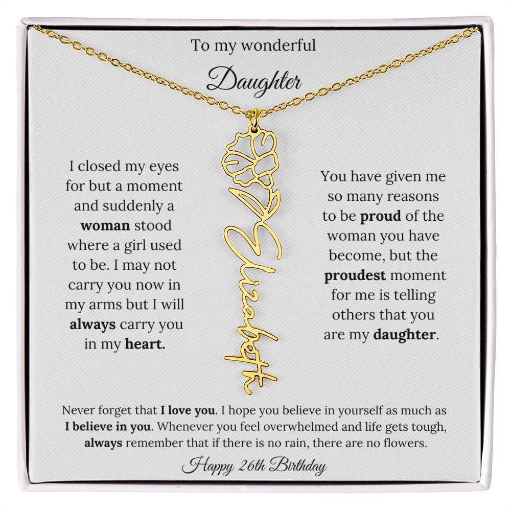 Happy 26th Birthday | Never Forget That I Love You | Flower Name Necklace
