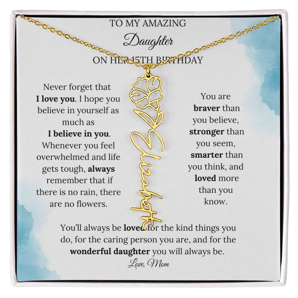 Birth Month Flower Name Necklace for My Daughter's 15th Birthday