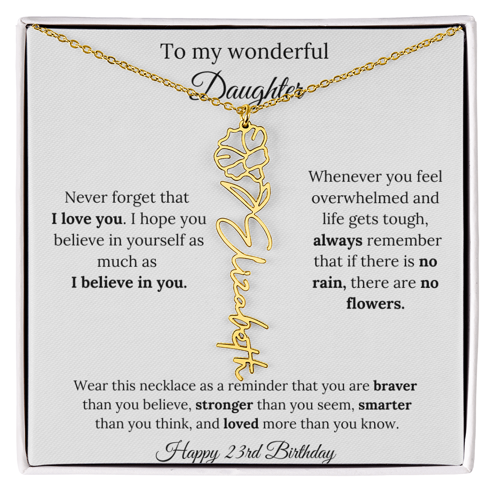 Daughter Jewelry 23rd Birthday Gift - Flower Name Necklace