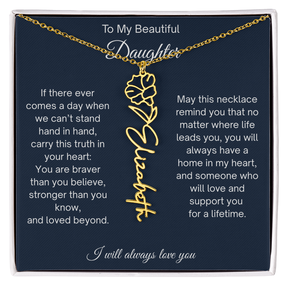 Daughter Gift Personalized Birth Flower Name Necklace